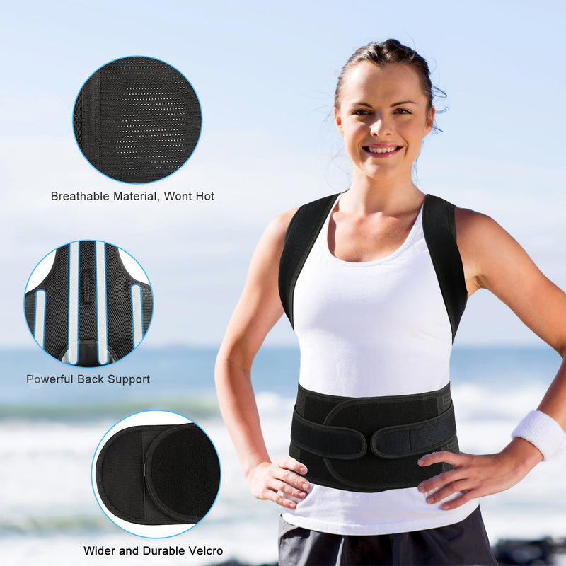PAZAPO Posture Corrector for Men and Women - Back Brace Full Back Support Straightener for Hunchback - Upper and Lower Lumbar to Relieve,Large(33-37 Inches) Large(33-37 Inches)