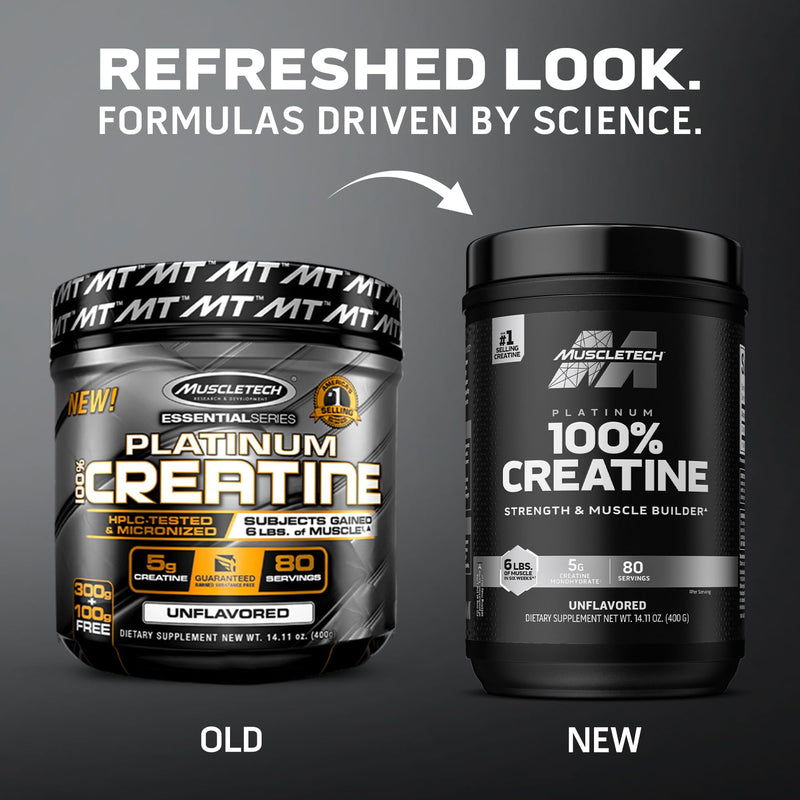 [Australia] - Creatine Monohydrate Powder MuscleTech Platinum Pure Micronized Muscle Recovery + Builder for Men & Women Workout Supplements Unflavored (80 Servings) 80 Servings (Pack of 1) 