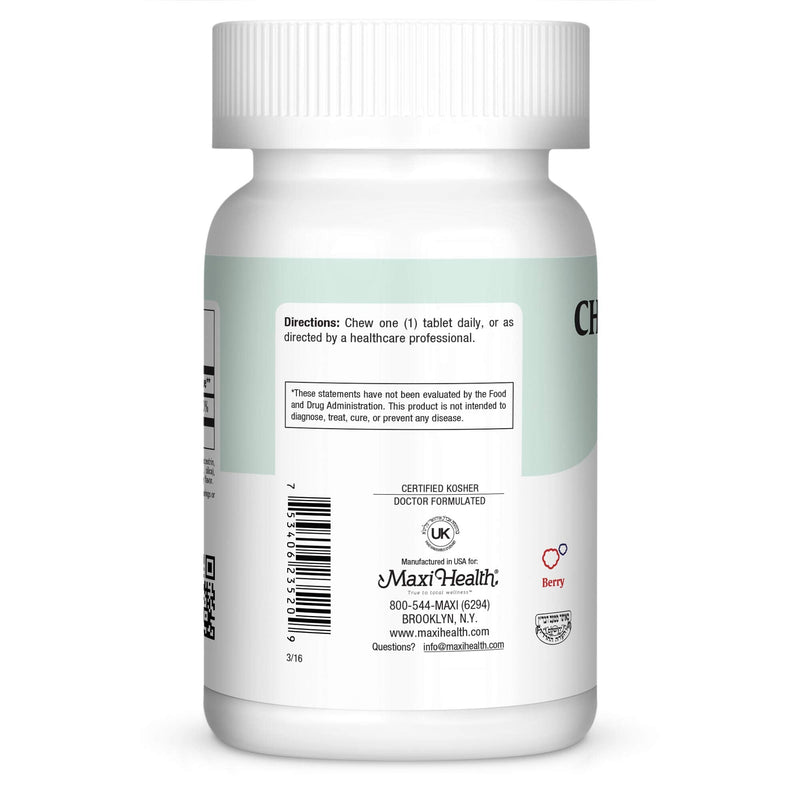 Maxi Health® Vitamin D3 1,000 IU Supplement (100 Chewables) | Kosher | Vitamin D Chewable, Berry Flavor | Calcium Absorption, Bone, Teeth & Muscle Support | Doctor Formulated
