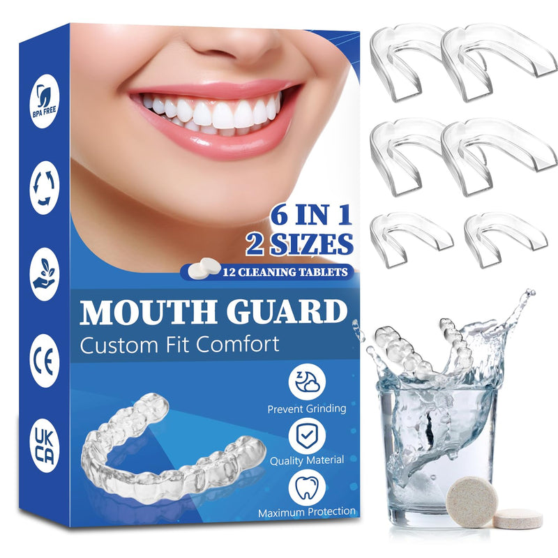 [Australia] - Mouth Guard for Grinding Teeth at Night, Night Guards for Teeth Grinding, Dental Night Guards for Sleep, Comfortable Grinding Guard for Adults with 12 Cleaning Tablets 