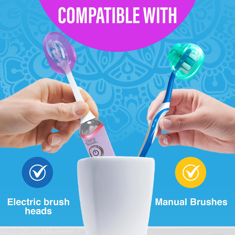 [Australia] - GuruNanda Brush Pods - Toothbrush Cover for Manual & Electric Toothbrush, Keeps Toothbrush Fresh & Clean, Travel Accessories with Natural Essential Oil Vapors, 4 Pack Pack of 4 