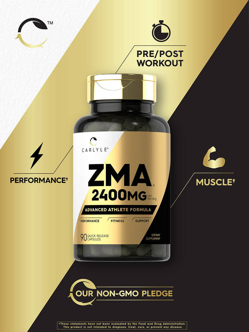 Carlyle ZMA Supplement for Men and Women | 90 Capsules | Zinc, Magnesium & Vitamin B6 | Non-GMO, Gluten Free