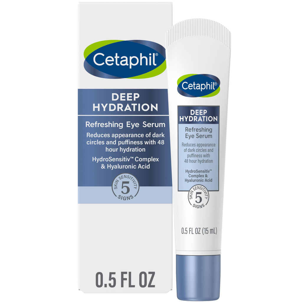 Cetaphil Deep Hydration Refreshing Eye Serum, 0.5 fl oz, 48Hr Hydrating Under Eye Cream to Reduce the Appearance of Dark Circles, With Hyaluronic Acid, Vitamin E & B5 (Packaging May Vary) 0.5 Fl Oz (Pack of 1)