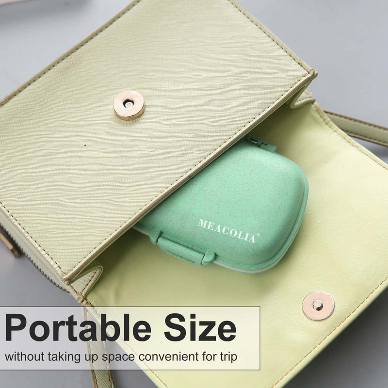[Australia] - MEACOLIA 2 Pack 8 Compartments Travel Pill Organizer Box Moisture Proof Small Pill Case for Pocket Purse Daily Pill Holder Container for Medicine Vitamin (Cyan & Khaki) Cyan & Khaki 