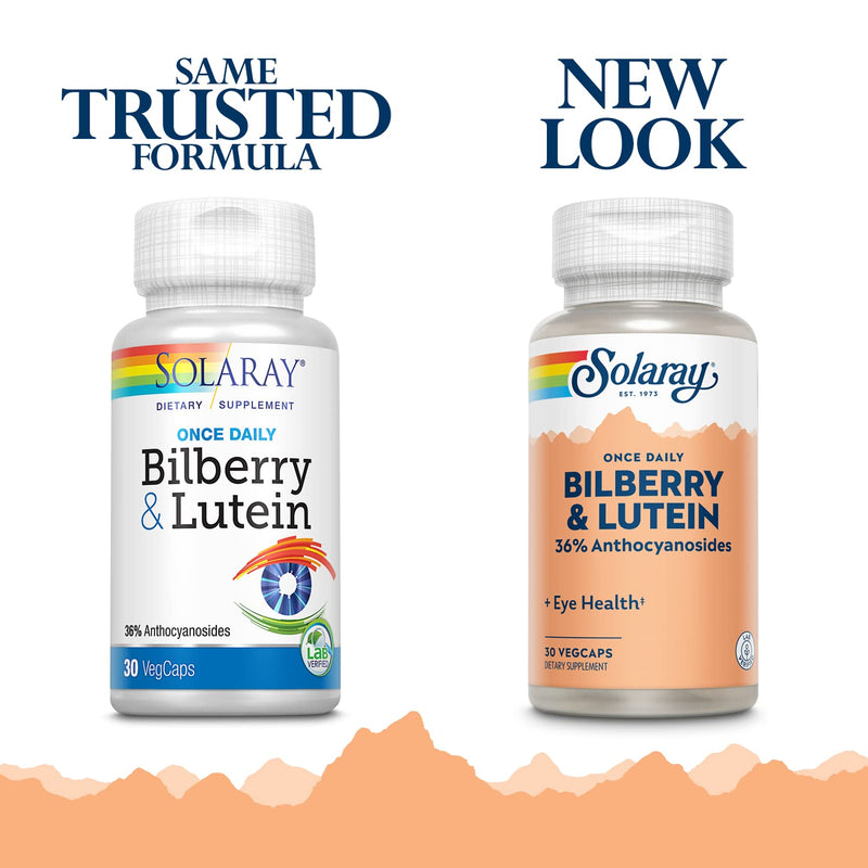 SOLARAY Bilberry & Lutein 160 mg, 30 VegCaps | Vision & Circulatory Health Support, Bilberry, Lutein & Zeaxanthin, 30 Servings, Lab Verified