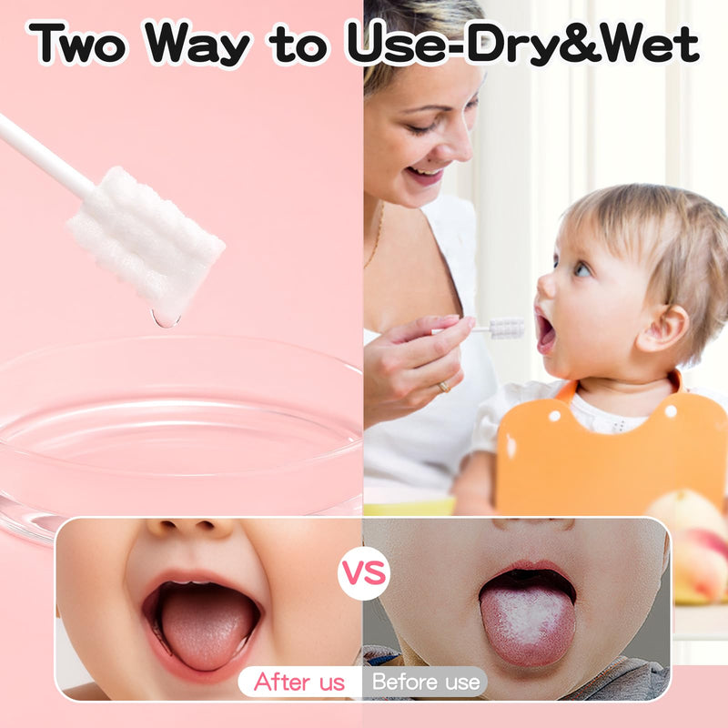 50Pcs Baby Tongue Cleaner for 0-36 Month No Glue Disposable Baby Mouth Oral Cleaner Infant Toothbrush Baby Gum Cleaner 3D Soft Infant Tongue Cleaner+1PCS Finger Toothbrush 1