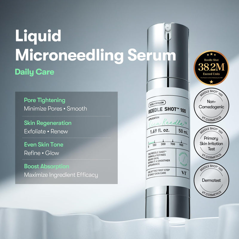 VT COSMETICS Reedle Shot 100 & PDRN Essence Set, Microneedling Serum and Glow Serum Duo for Glass Skin, Korean Skincare, Gift Set, Mother's Day