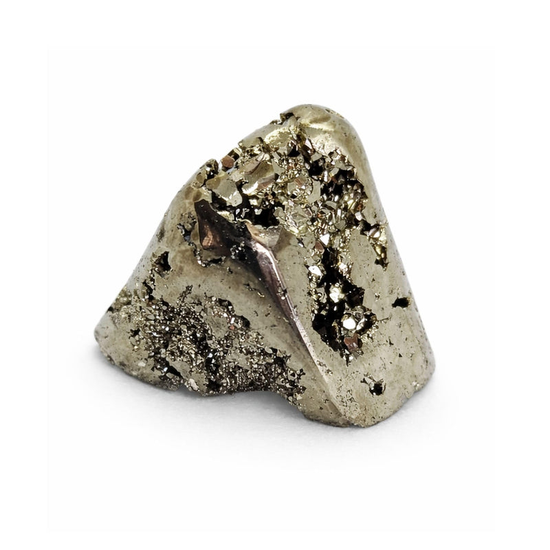Pyrite Crystal Paperweight – Natural Free Form Stone with Flat Base for Office Desk – Heavy Raw Gold Rock for Wealth & Success – Authentic Peruvian Decor (7 to 8 oz) | Genuine natural iron pyrite rock to attract success. Authentic hand-carved flat bott...