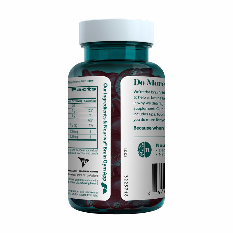 NEURIVA Original Brain Supplements for Memory and Focus, Clinically Tested Nootropics Phosphatidylserine and Neurofactor, Caffeine Free, 50ct Strawberry Gummies | Brain Supplements for Memory and Focus, Phosphatidylserine, Neurofactor, Decaffeinated No...