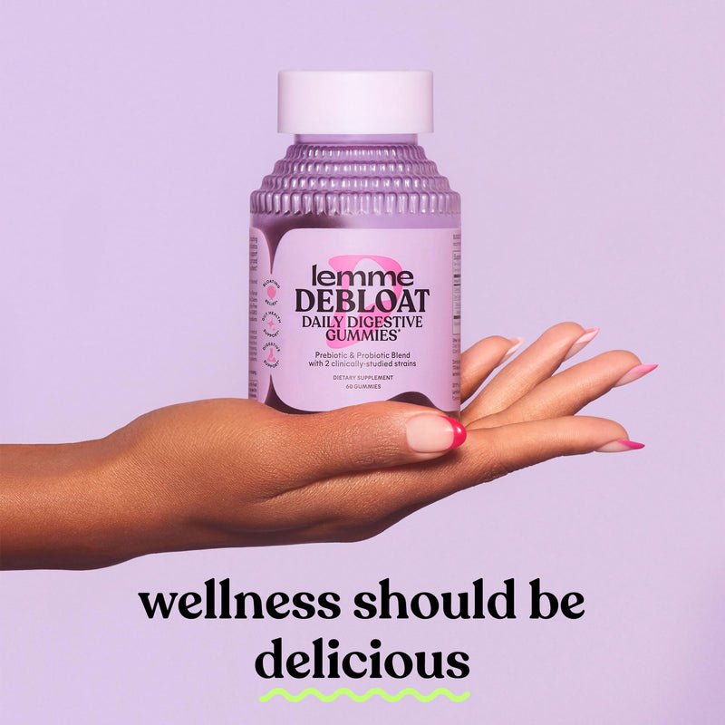 Lemme Debloat Digestive & Gut Health Gummies, 30-Day Supply | 2 Clinically Studied Probiotics & Prebiotic, Vegetarian, Gluten Free, Non GMO, BlackBerry Flavor 60 Count (Pack of 1)