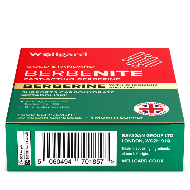 Wellgard Berbenite for Metabolic Support - Highly Bioavailable Berberine with Zinc and Chromium