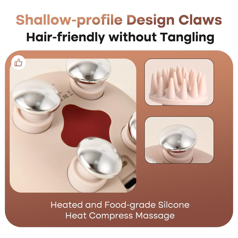 [Australia] - arboleaf Heated Scalp Massager Head Massager Scalp Stress Relax Hair Massager with Heat Cordless Kneading Massage Cat Massager, Gift for Mom Dad Pink 