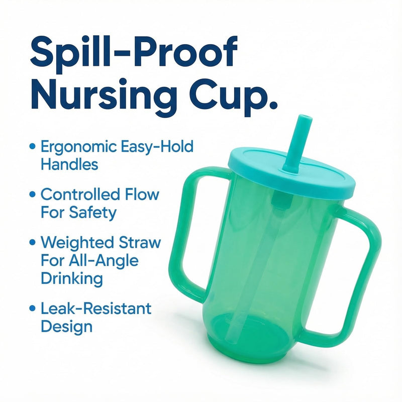 1 Pack 350ML Smoothie Cup, Non-Spill Drinking Cup with Lid and Straw, Free Flow Sippy Cup for Adults & Elderly, Leak-Proof Care Cup for Bedridden Patients (Modern Design)