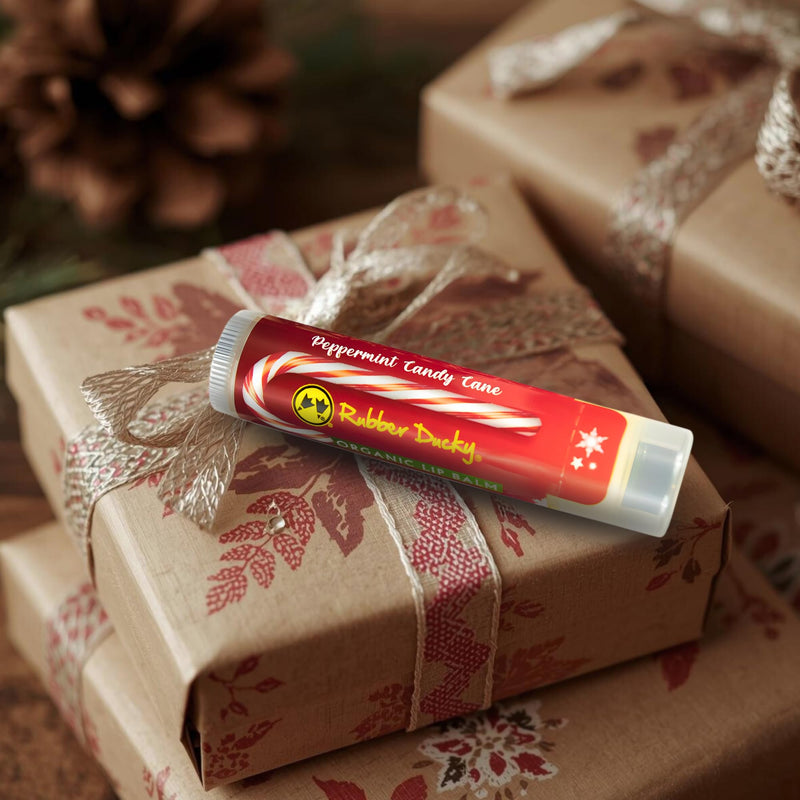 Rubber Ducky Hydrating Lip Balm for Men & Women - All Natural, Nourishing & Moisturizing Lip Balm Stick with Peppermint Oil, Vitamin E, Sunflower Oil & Beeswax - Lipcare for Dry Cracked Lips - 3 Pack Candy Cane