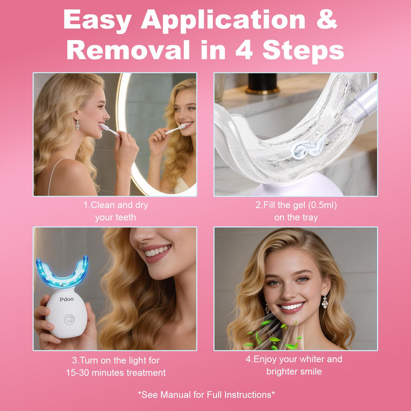 Teeth Whitening Kit with LED Light Tray for Sensitive Teeth, 5 Tooth Whitening Pen Gel Pain Free and Enamel Safe, Teeth Whitener at Home Up to 1-9 Shades Whiter in 1-2 Weeks 0.51 Fl Oz (Pack of 1)