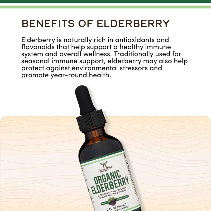Organic Elderberry Extract 200mg 10:1, Immune Support, 60 Servings | Immune Support Liquid Supplement, European Sambucus Nigra 10:1, Alcohol-Free Glycerite, No Added Sugar, Vegetarian