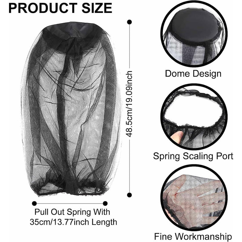 [Australia] - LYQNIHOB 2x Black Mosquito Protection Hoods - Insect Protection for Outdoor, Camping & Travel - Anti-Mosquito, Bee & Fly - Mask Cap Hat with Net Mesh - Face Protection for Fishing & More 