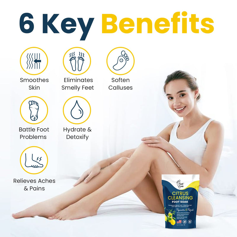 [Australia] - Citrus Detox Foot Soak with Epsom Salts Tea Tree Oil Foot Balm/ Moisturizer For Dry Cracked Feet - Instantly Hydrates & Soothes Irritated Skin & Athletes Foot 