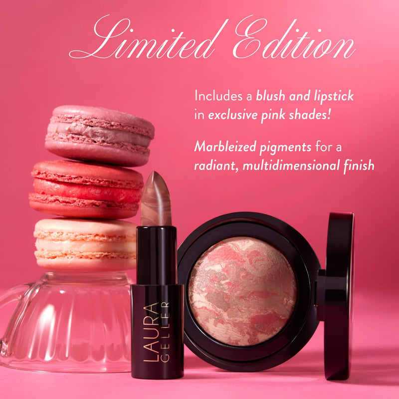 [Australia] - LAURA GELLER NEW YORK It's a Pink Thing Marbleized Makeup Collection - Limited Edition Blush & Lipstick Gift Set - Marbleized Baked Blush & Hydrating Lipstick - Perfect for Mother's Day Gifting 