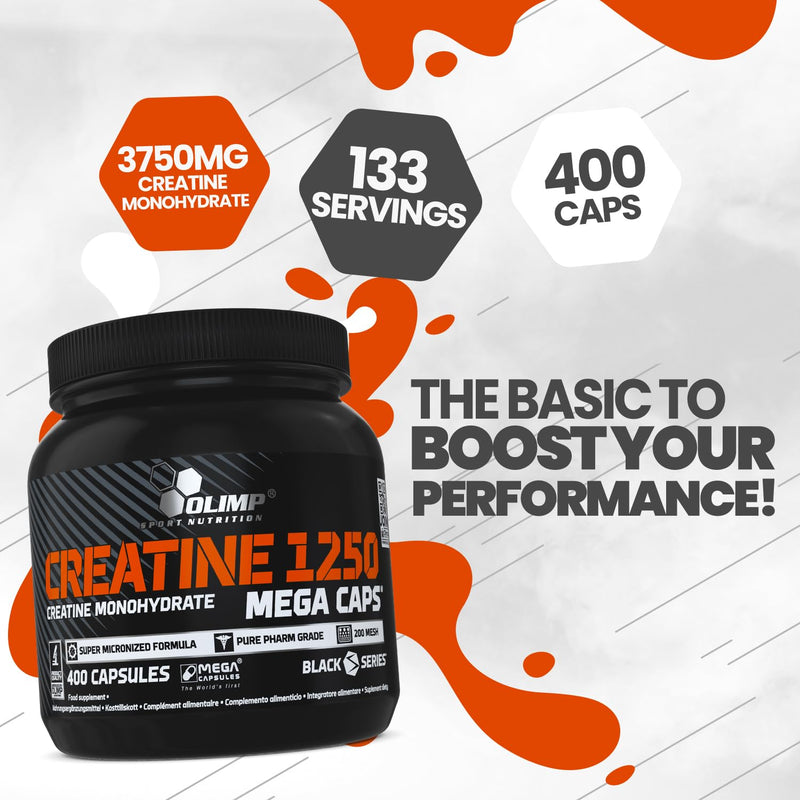 OLIMP SPORT NUTRITION Olimp Creatine 1250 Mega Capsules - Pack of 400 Capsules 400 Count (Pack of 1)