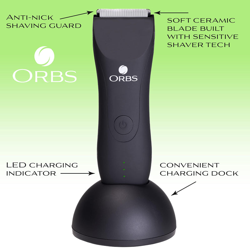 [Australia] - Orbs™ Electric Trimmer for Men, Premium Ball Trimmer/Shaver for Men, Waterproof Groin and Body Shaver Groomer, Replaceable Ceramic Blade Heads,100 Min Battery Life 
