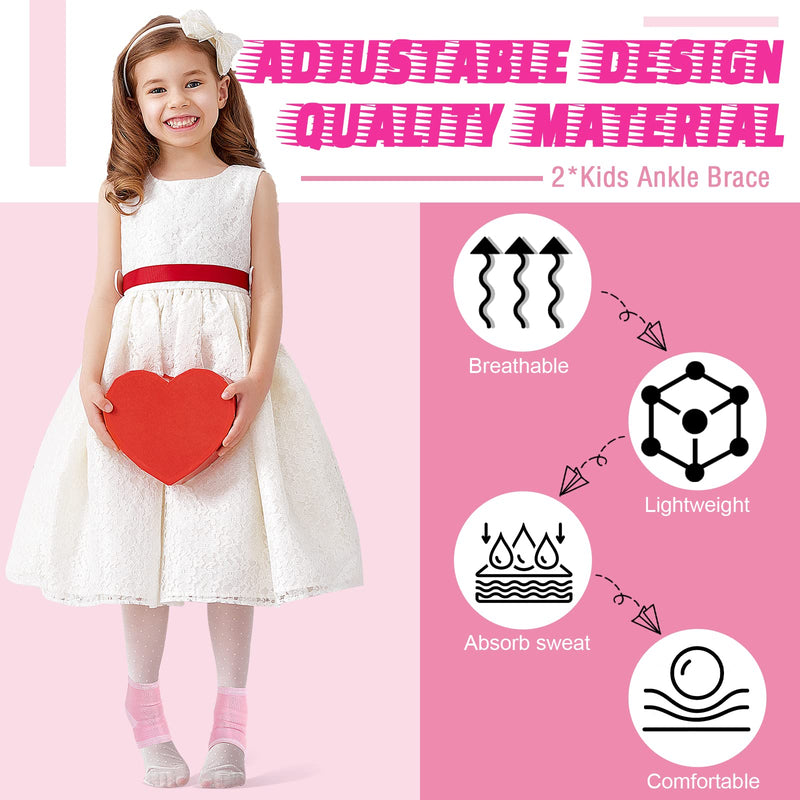 [Australia] - Tarpop 2 Pairs Kids Ankle Brace Set Foot Support Stabilizer Wraps Protector Guard Knitted Ankle Sleeve Sock Support Compression Socks for Injury Prevention(Pink,Medium) Pink Small 