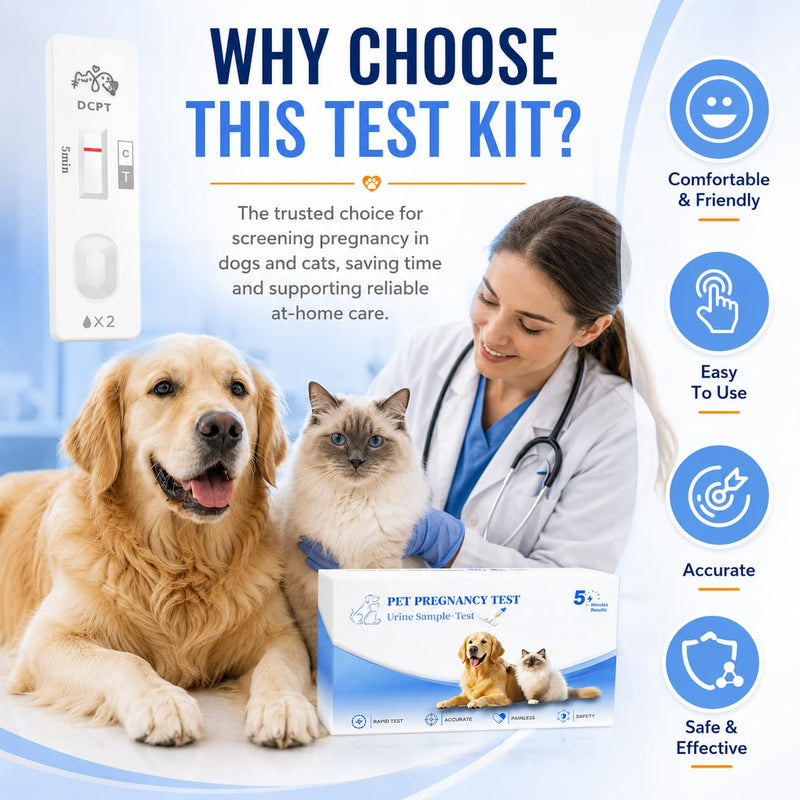 At-Home Dog & Cat Pregnancy Test Kit – Urine-Based Early Detection, Fast 5-Min Results, 98.9% Accurate, Non-Invasive & Stress-Free for Pets 1 Pack