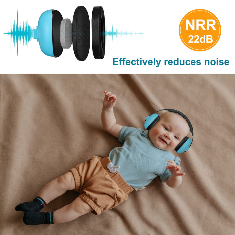 ProCase Baby Ear Protection, Noise Cancelling Headphone for Babies Infant Newborn Toddler up to 36 Months, Soft Hearing Protection Earmuffs for Sleep Travel -Blue Blue