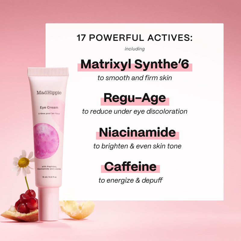 Mad Hippie Eye Cream - Anti-Aging Under Eye Cream for Dark Circles and Puffiness with Niacinamide, Peptides, Kakadu Plum & Licorice, Eye Treatment with Skin-Brightening Vitamin C, 0.5 Oz (Pack of 2) Citrus 0.5 Ounce (Pack of 2)