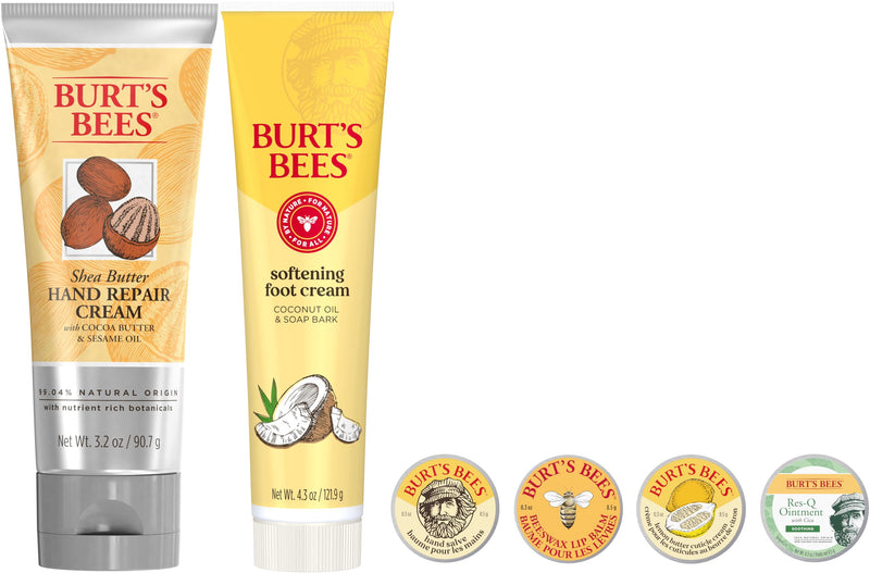 Burt's Bees Classics Gift Set, 6 Products in Giftable Tin | Cuticle Cream, Hand Salve, Lip Balm, Res-Q Ointment, Hand Repair and Foot Cream, Skin Care Essentials Classics Set 6 Piece Set