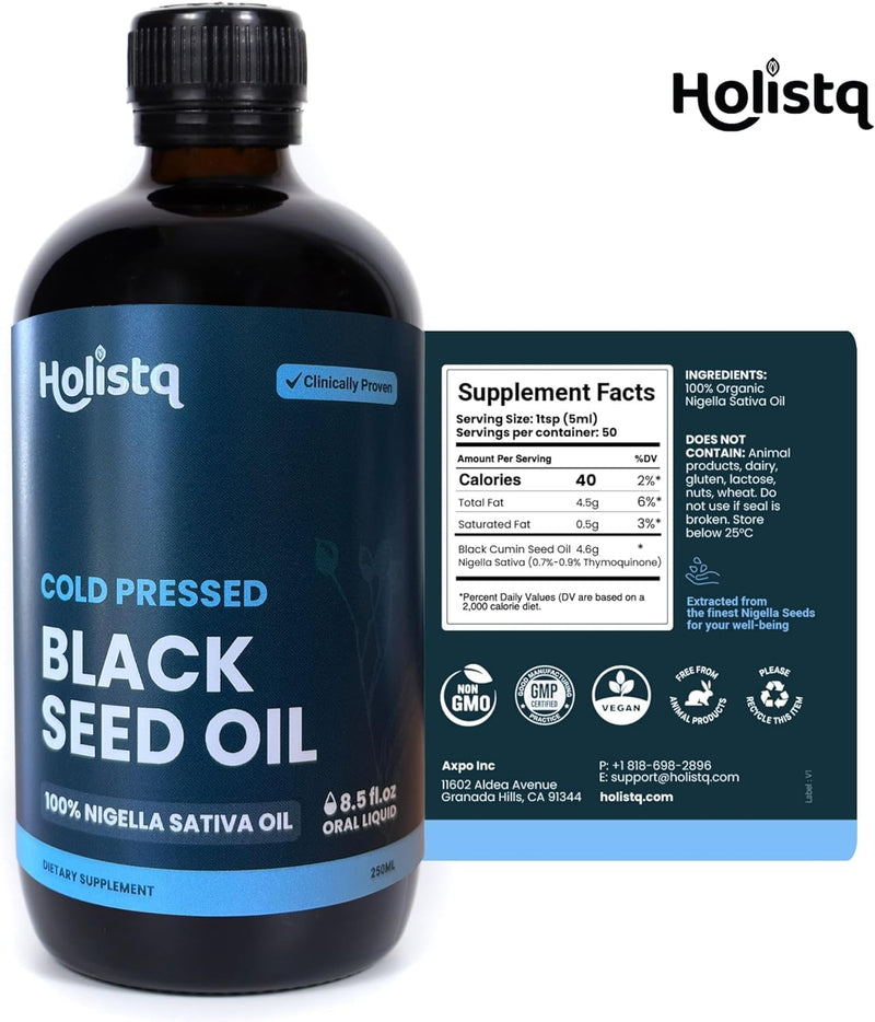 [Australia] - Black Cumin Seed Oil | 100% Pure Cold Pressed Black Cumin Nigella Sativa Oil Premium Black Seed Oil Thymoquinone for Immune Support, Joint, Skin & Hair Non-GMO Vegan Omega 3 6 9 (250 ML) 250 ML 