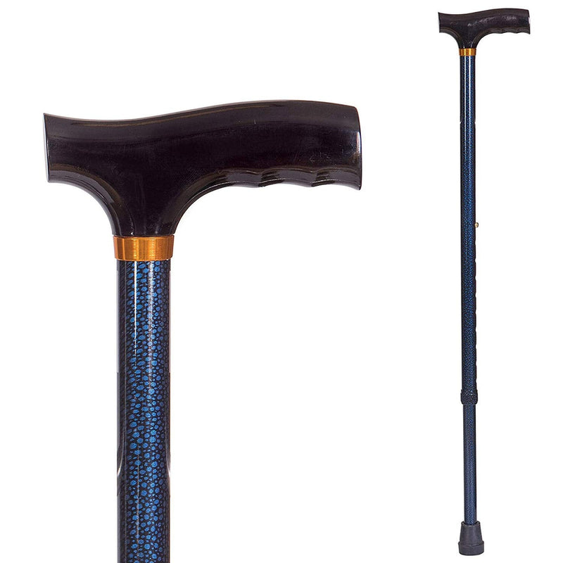 DMI Lightweight Aluminum Adjustable Walking Cane with Derby-Top Handle, Woodgrain Blue Ice