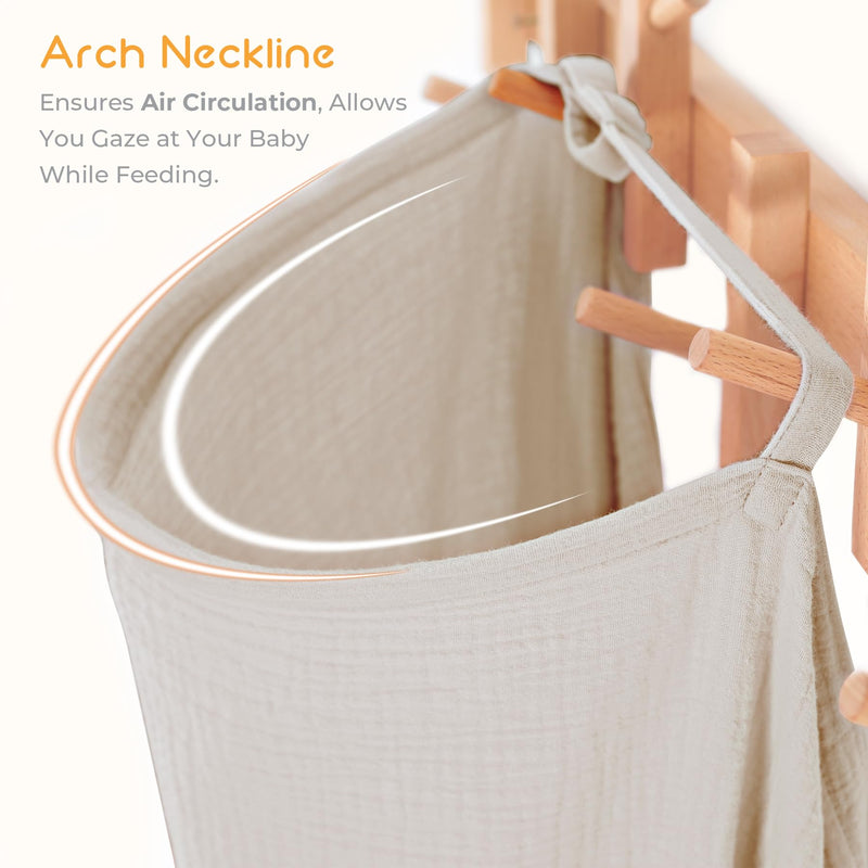 [Australia] - Cherub Muslin Nursing Cover for Breastfeeding, Breastfeeding Cover with Pocket Design & Carrying Bag, Soft Nursing Poncho, Baby Stroller Cover (Light Color) Light Color 