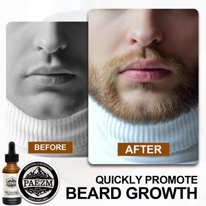 [Australia] - 5 piece beard care set for men, including natural beard oil, sandalwood scented beard balm, brush, comb, scissors, storage bag, beard care set as Christmas, birthday for him 