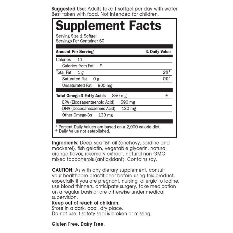 [Australia] - Garden of Life EPA/DHA Omega 3 Fish Oil - Minami Natural Brain Function, Heart and Mood Supplement, 60 Softgels Orange 60 Count (Pack of 1) 