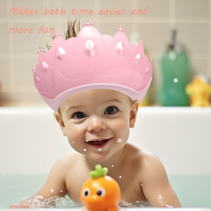 [Australia] - Baby Shower Cap Shield, Baby bath set shower cap, Visor Hat for Eye and Ear Protection for 0-9 Years Old Children,Cute Crown Shape Makes the Baby Bath More Fun (Pink) Pink 