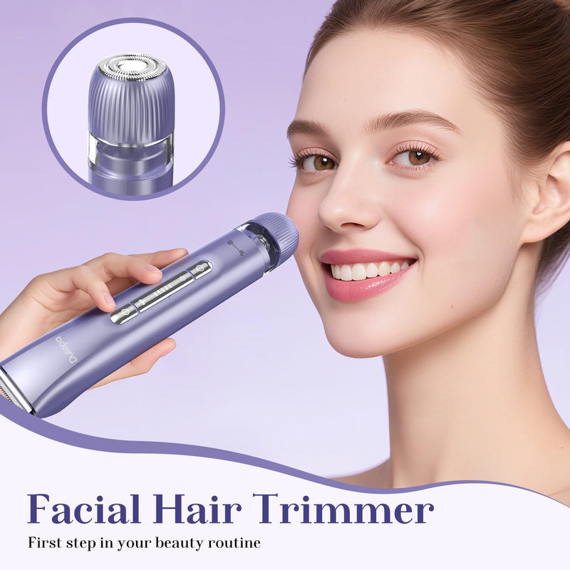 [Australia] - 2-in-1 Electric Bikini Trimmer for Women, IPX7 Waterproof, Rechargeable Razor with Double-Edged Blade, Portable Hair Removal Shaver for Wet and Dry Use (Purple) Purple 