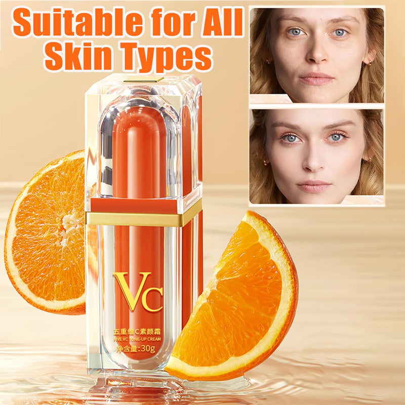 XIRUJNFD Vitamin C Makeup Tone Up Cream, Five Vitamin C Tone-Up Cream, Multi 4-In-1 Face, Concealer, Face Primer and Makeup (1) 1