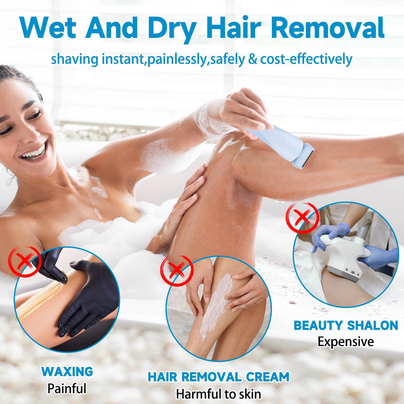 [Australia] - Women's electric razor, 2 in 1 intimate razor for women, electric razor, women's epilator with IPX7 waterproof, wireless UBS wet/dry epilator for face, bikini, legs, arms, body, blue 
