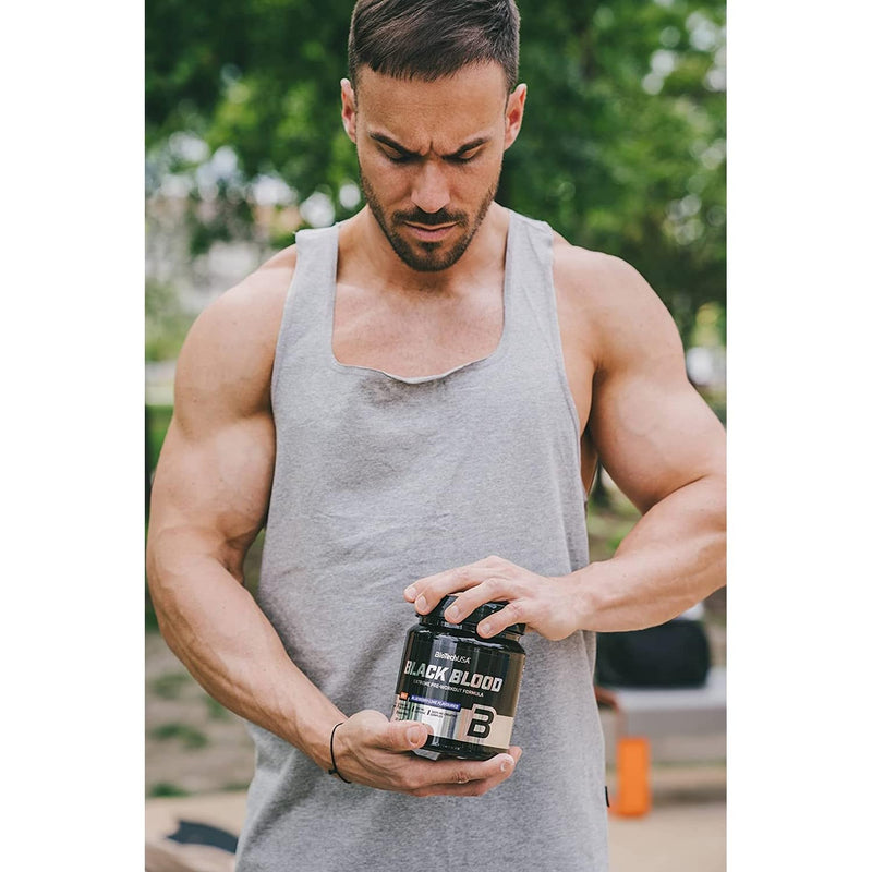 BioTechUSA Black Blood NOX+ | Pre-Workout Formula | with Caffeine, Creatine, Tyrosine | Sugar-Free | 340 g | Blood Orange 330 g (1er Pack)
