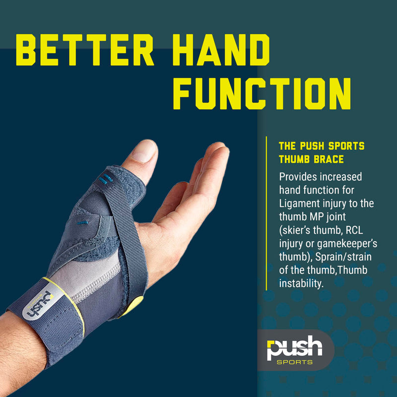 Push Sports Thumb Brace - Stabilizes Skier's Thumb, Optimizes Function (Left Small) Left Small (Pack of 1)