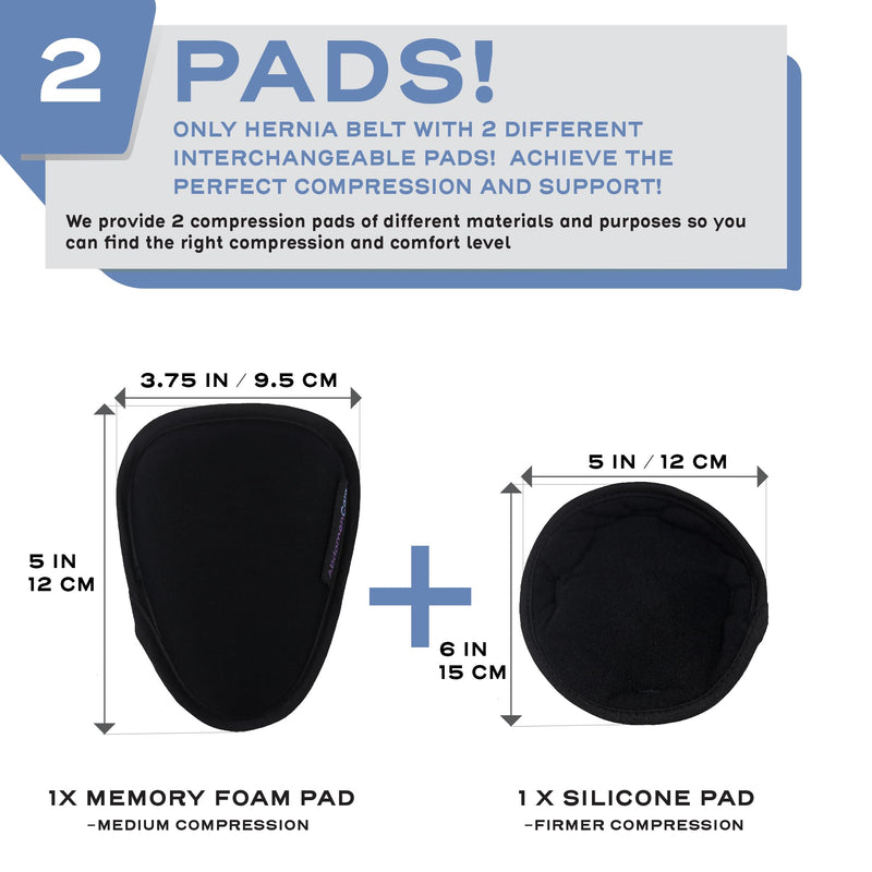 Abdomencare Plus Size Umbilical Hernia Belt For Men and Women | Hernia Belts For Men Abdominal With 2 Unique Compression Pads | Plus Size Hernia Belt For Women Abdominal | Adjustable Support | 2XL/XXL Black