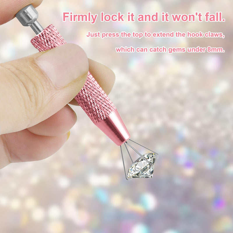 [Australia] - 2 PCS Piercing Ball Grabber Tool Set,4 Claw Diamond Tweezers for Easy Jewelry Changing,Piercing Removal Tool,Stainless Steel Gem Pickup Tool for Septum, Earrings,Small Parts,Pink 