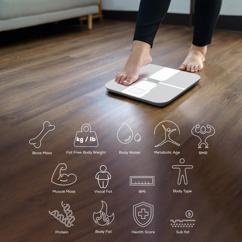 Smart Scale WiFi for Body Weight with ChatGPT Integration,Teton Digital Bathroom Scale Accurately Tracks 15 Body Metrics-BMI,Body Fat,Muscle Mass for Fitness,Compatible Teton Scale App,400lb White