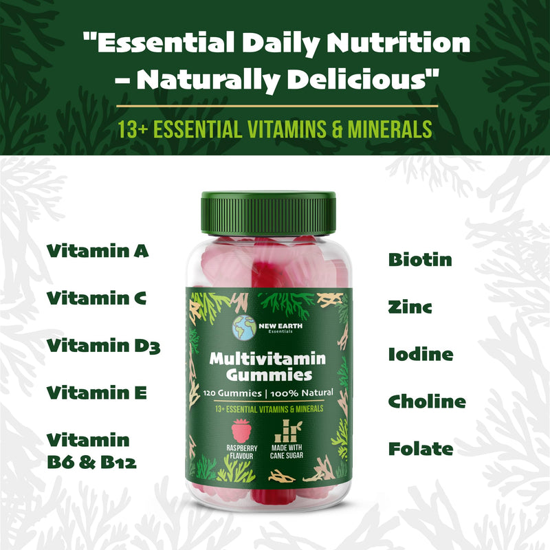 Multivitamin Gummies with Vitamin A,B,C,D,E, B6 B12, Biotin, Zinc | Made with Natural Cane Sugar 120 count (Pack of 1)