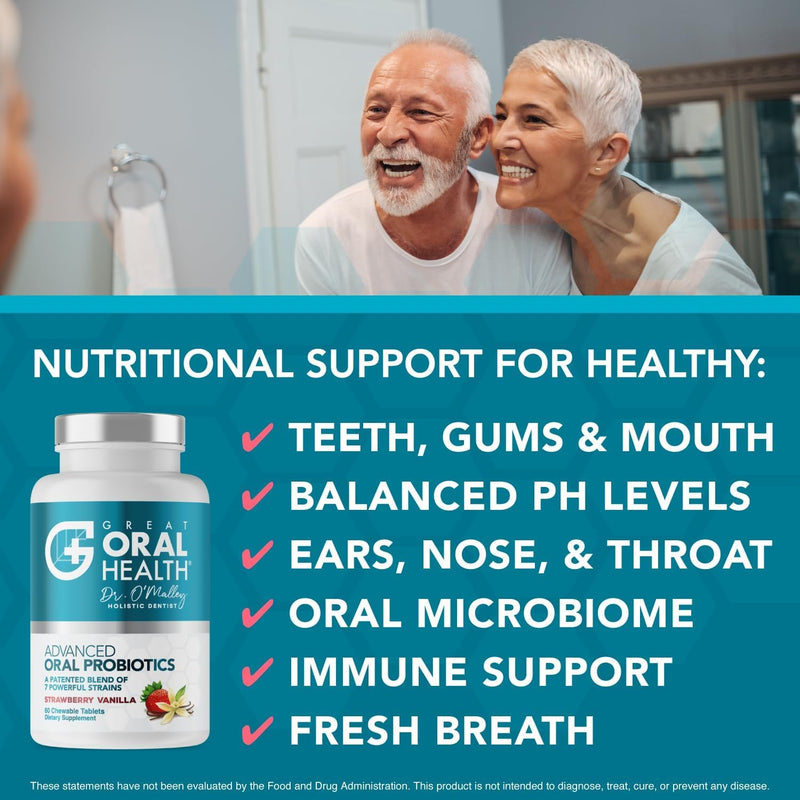 Advanced Oral Probiotics for Mouth Bad Breath Treatment for Adults, Dentist Formulated BLIS K12 M18 Oral Health Probiotics for Teeth/Gums, Flavor Variation Pack: Mint, Strawberry Vanilla 60 Count Each Mint & Strawberry Vanilla 60 count (Pack of 2)