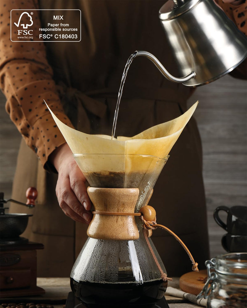 [Australia] - Pre-folded Natural Unbleached Coffee Filters - 50 Pack, Compatible with Pour-Over Coffee Makers 