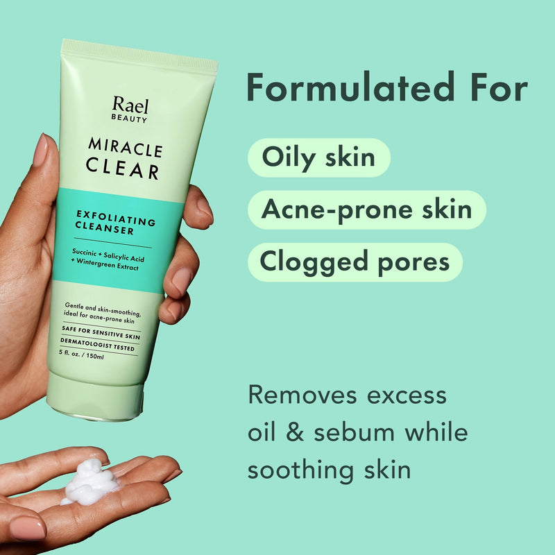 Rael Korean Skin Care - Face Moisturizer, Miracle Clear Barrier Cream (1.8 oz), Blackhead Remover, Pore Control Clay Mask (3.4 fl. oz), Face Wash, Exfoliating Cleanser (5.1 fl. oz)
