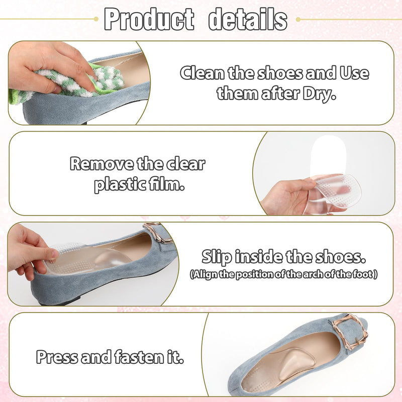 [Australia] - COMNICO 2 Pairs of Arch Pads Gel Arch Support Insoles Silicone Foot Insoles Self-Adhesive Orthopedic Insoles Heel Cushion for Foot Pressure and Foot Pain Relief (Transparent) 