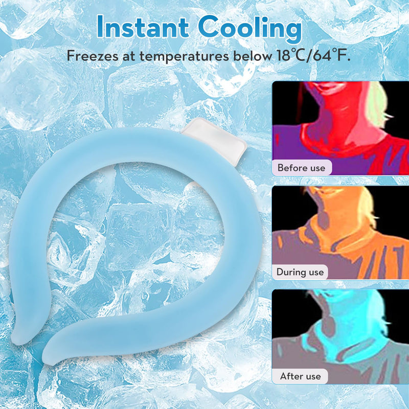 [Australia] - Neck Cooling Tube,Neck Cooling Wraps,Reusable Ice Neck Ring Wearable body Cooling Products for Summer Heat (Blue) Blue 